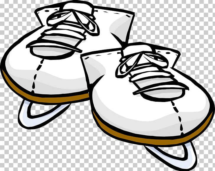 Club Penguin Ice Skates Ice Skating Roller Skates PNG, Clipart, Area, Artwork, Black And White, Club Penguin, Footwear Free PNG Download