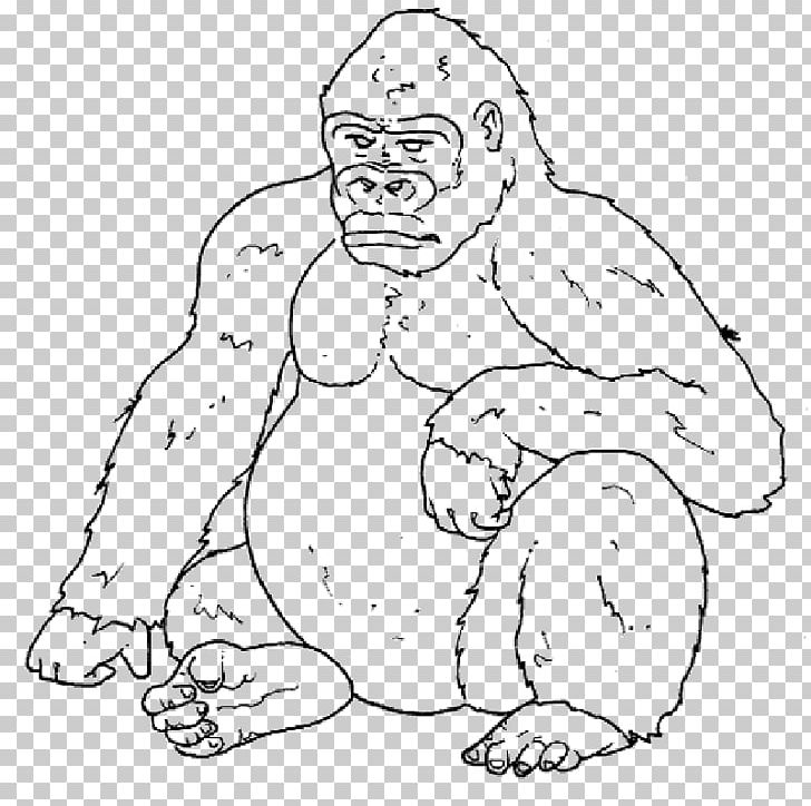 Gorilla Coloring Book Ape Drawing Child PNG, Clipart, Animal, Animals, Ape, Arm, Art Free PNG Download
