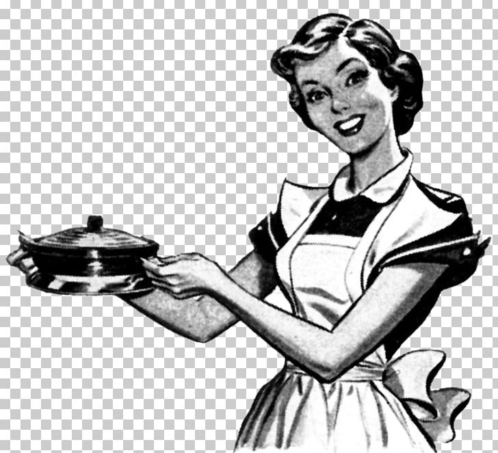 Retro Style Cooking Chef Towel Woman PNG, Clipart, Apron, Arm, Art, Black And White, Chef Free PNG Download