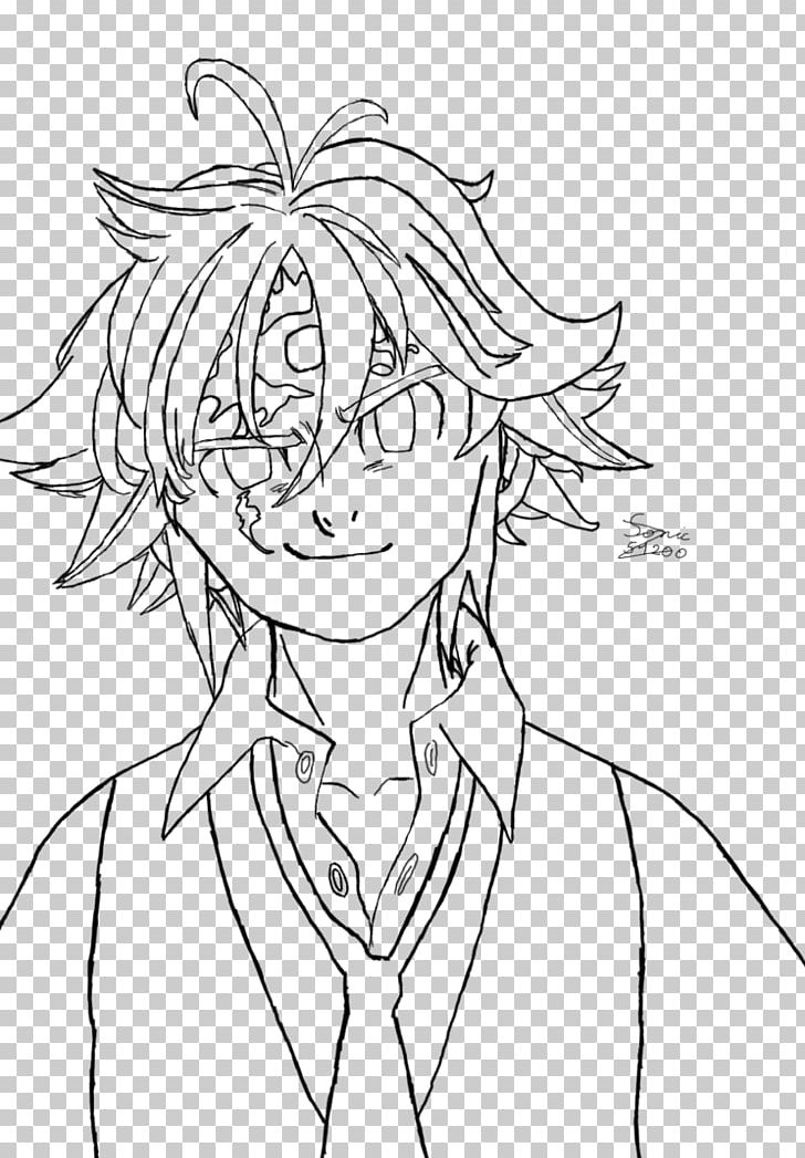 Line Art Drawing Meliodas Demon Anime PNG, Clipart, Anime, Artwork, Black, Black And White, Demon Free PNG Download
