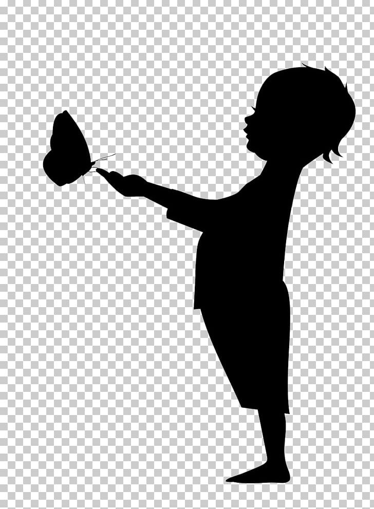 Child Silhouette Illustration PNG, Clipart, Arm, Black, Black And White, Boy, Butterflies Free PNG Download