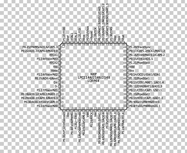 Pinout Integrated Circuits & Chips NXP Semiconductors Diagram PNG, Clipart, 7400 Series, Angle, Area, Black And White, Brand Free PNG Download