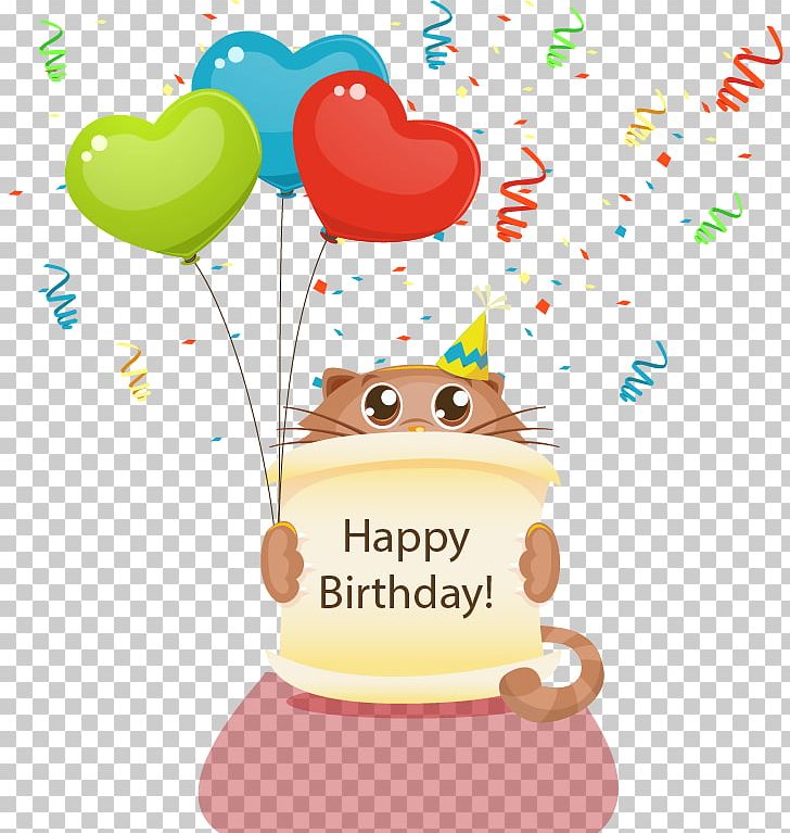 Cat Kitten Birthday PNG, Clipart, Animals, Balloon, Birthday, Birthday Background, Birthday Card Free PNG Download