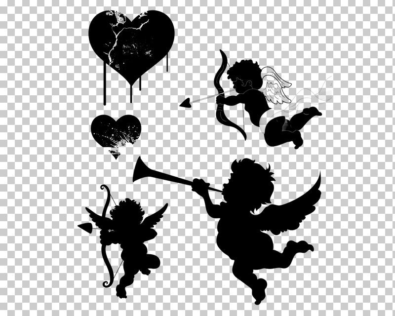 Stencil Silhouette Black-and-white Cupid PNG, Clipart, Blackandwhite, Cupid, Silhouette, Stencil Free PNG Download