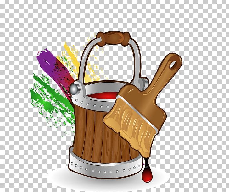 Paint Bucket Cartoon Brush PNG, Clipart, Barrel, Brush, Bucket, Bucket Vector, Caiqi Free PNG Download