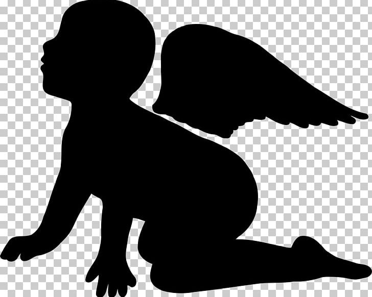 Cherub Silhouette Drawing Angel PNG, Clipart, Angel, Animals, Black, Black And White, Cherub Free PNG Download