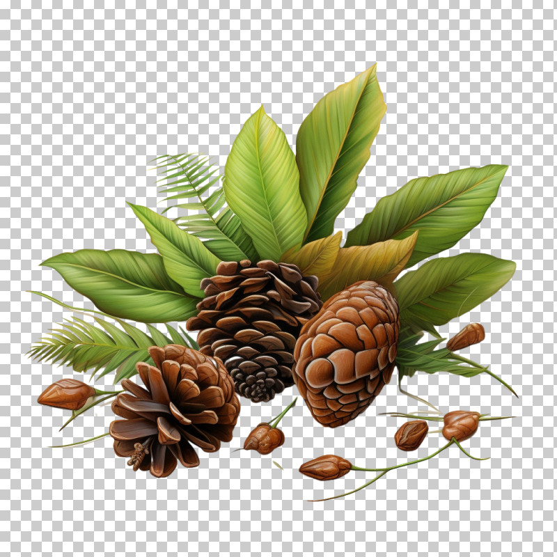 Pinecone - Pinecones With Leaves And Twigs Decoration PNG