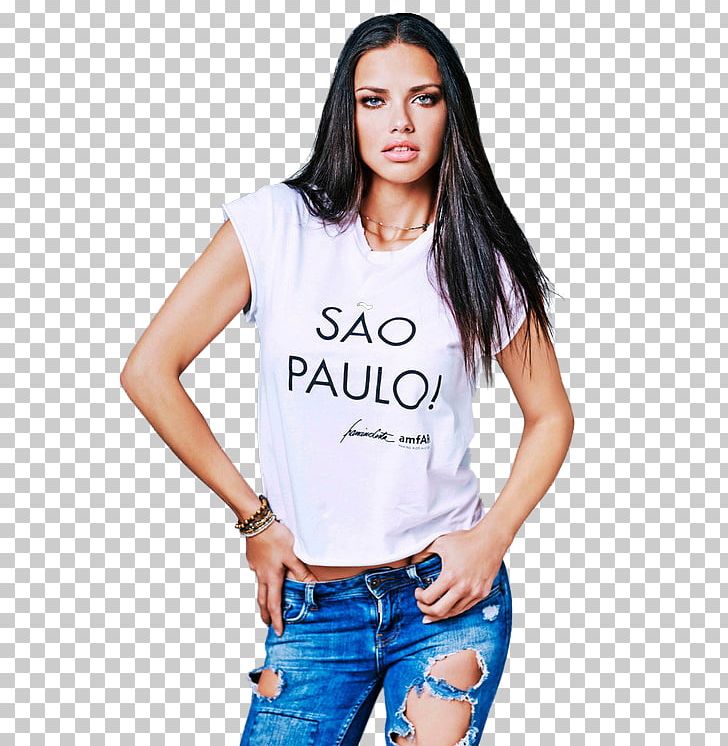 Adriana Lima T-shirt Fashion Model PNG, Clipart, Alessandra Ambrosio, Black Hair, Blue, Brown Hair, Calvin Klein Free PNG Download