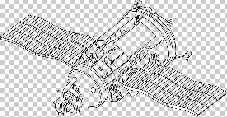 Salyut 6 Soviet Space Program Kosmos 1267 TKS PNG, Clipart, Angle, Artwork, Auto Part, Black And White, Cos Free PNG Download