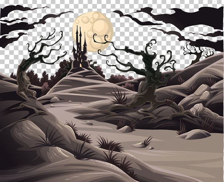 Stock Photography Horror Illustration PNG, Clipart, Background, Cartoon, Castle, Dead Tree, Fictional Character Free PNG Download