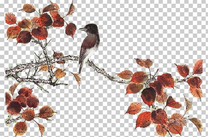 Paper Chinese Painting Twig Branch PNG, Clipart, Animals, Art, Autumn, Autumn Leaf Color, Bird Cage Free PNG Download
