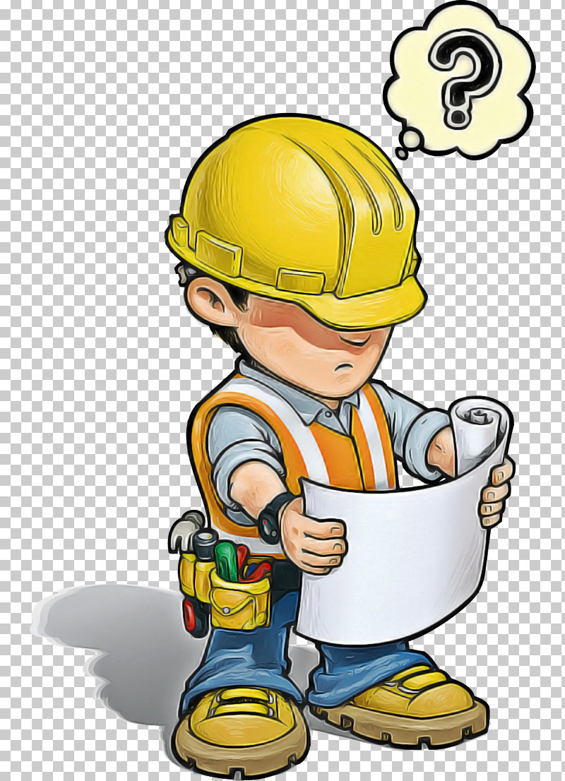 Construction Worker Cartoon Yellow Hard Hat Headgear PNG, Clipart, Cartoon, Construction Worker, Hard Hat, Headgear, Personal Protective Equipment Free PNG Download