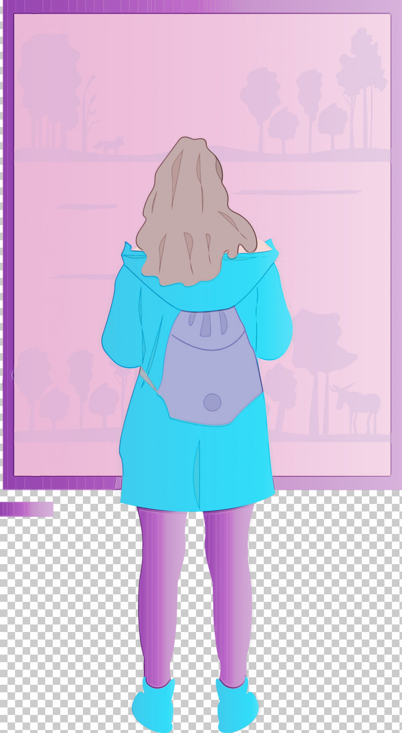 Cartoon Purple Turquoise Style PNG, Clipart, Cartoon, Girl, Paint, Purple, Style Free PNG Download