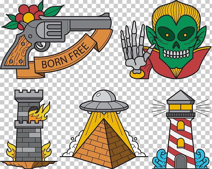 Tattoo Pistol Firearm PNG, Clipart, Cartoon, Fictional Character, Handgun, Happy Birthday Vector Images, Inverted Pyramid Free PNG Download