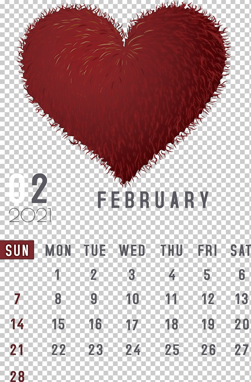 February 2021 Printable Calendar February Calendar 2021 Calendar PNG, Clipart, 2021 Calendar, Calendar System, February 14, M095, Meter Free PNG Download