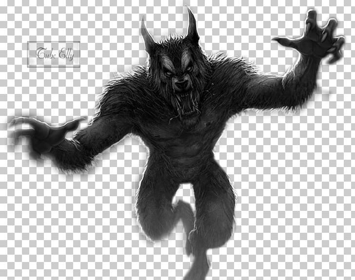 Werewolf Gorilla Demon White Tail PNG, Clipart, Black And White, Carnivora, Carnivoran, Claw, Demon Free PNG Download