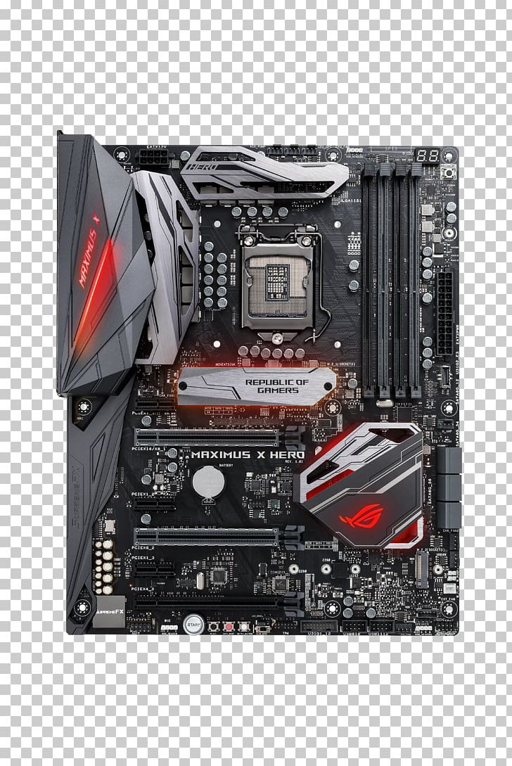 Mainboard Asus Maximus X Hero PC Base Intel 1151v2 Form Factor LGA 1151 Motherboard PNG, Clipart, Asus, Computer Hardware, Electronic Device, Electronics, Electronics Accessory Free PNG Download