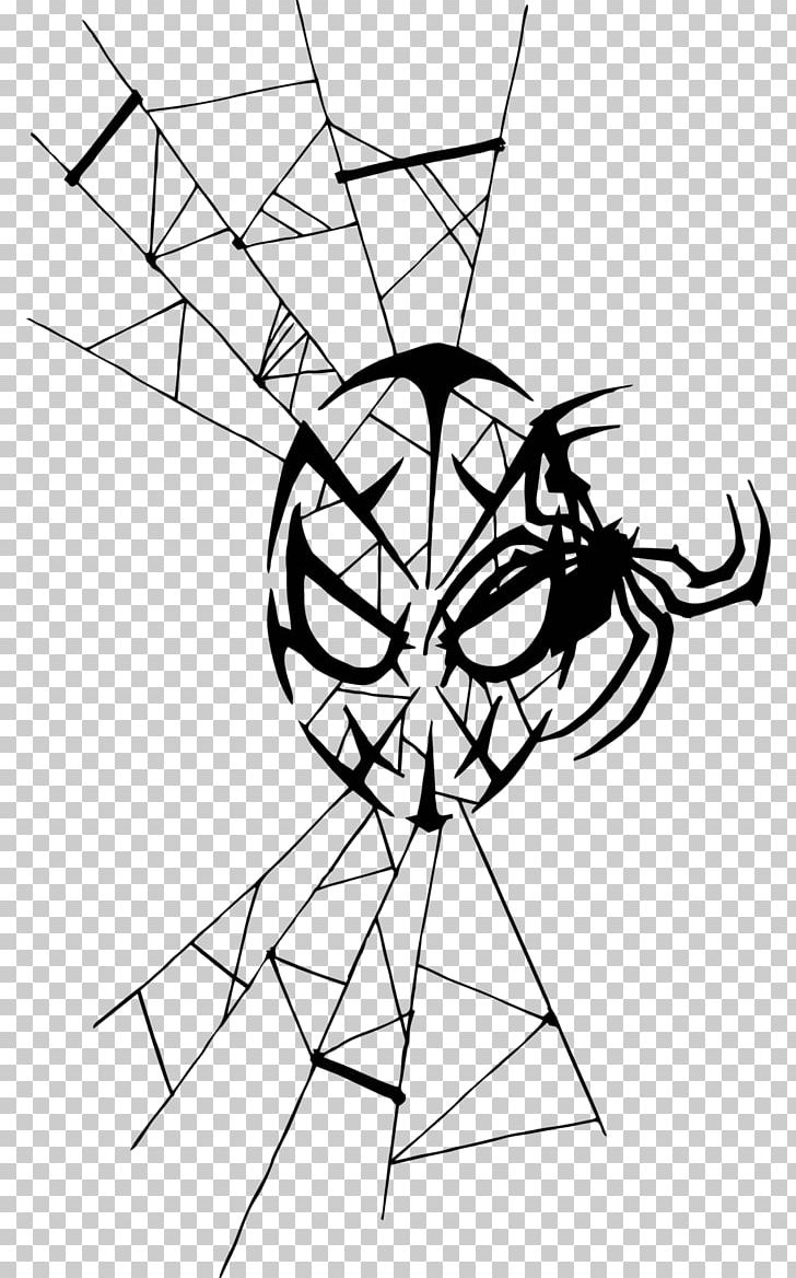 Black And White Spider-Man Drawing Line Art PNG, Clipart, Angle, Area, Art, Artwork, Black Free PNG Download