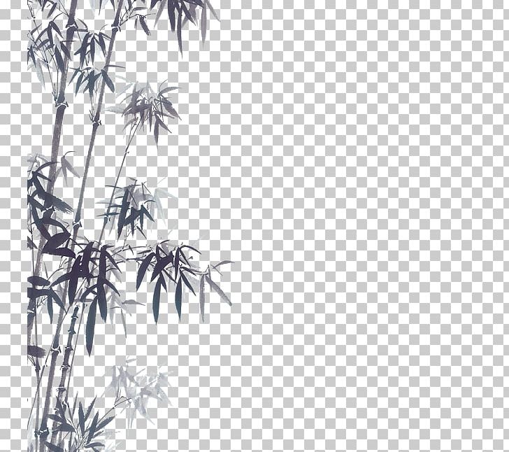 Mozhu Bamboo Ink Wash Painting Chinese Painting PNG, Clipart, Background, Bamboo Leaves, Black And White, Branch, China Free PNG Download