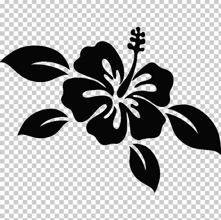 Hibiscus Sticker Ornamental Plant Polyvinyl Chloride Wall Decal PNG, Clipart, Black And White, Branch, Decal, Decoratie, Flora Free PNG Download
