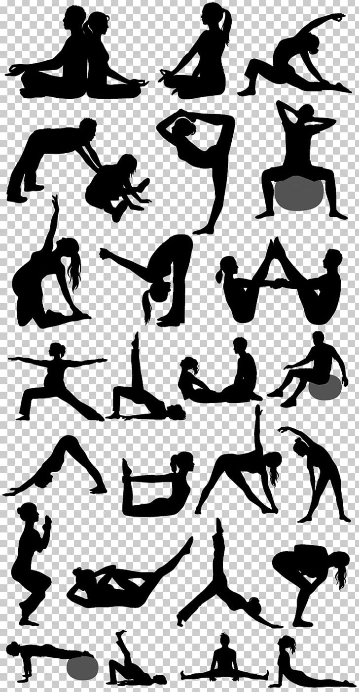 Silhouette Physical Fitness Pilates Yoga PNG, Clipart, Animals, Arm, Art, Black And White, Exercise Free PNG Download