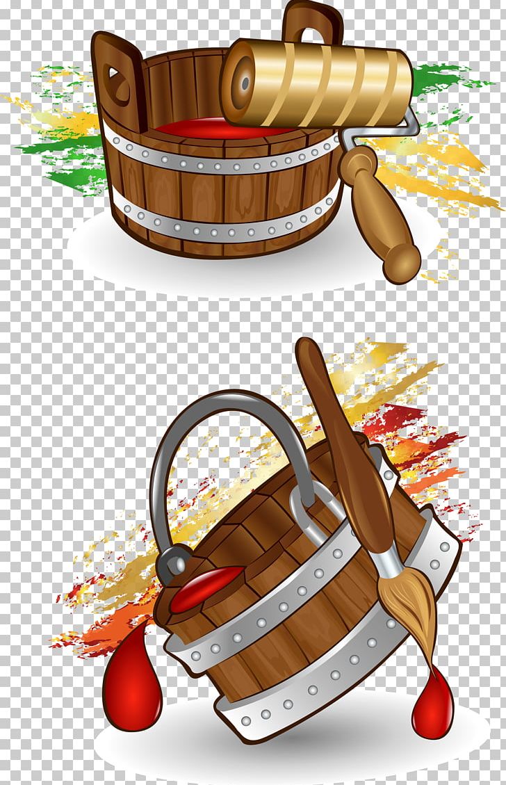 Painting Cartoon Bucket PNG, Clipart, Barrel, Brown, Brush, Cmyk Color Mode, Color Free PNG Download