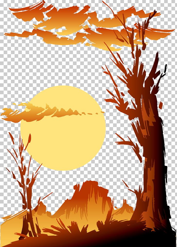 Sunset PNG, Clipart, Art, Branch, Cartoon, Clip Art, Clouds Free PNG Download