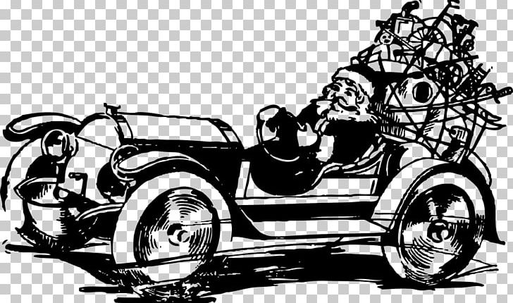 Car Santa Claus Driving PNG, Clipart, Antique Car, Auto Mechanic, Automotive Design, Black And White, Car Free PNG Download
