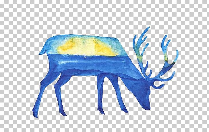Reindeer Watercolor Painting PNG, Clipart, Animal, Animals, Antler, Balloon Cartoon, Blue Free PNG Download