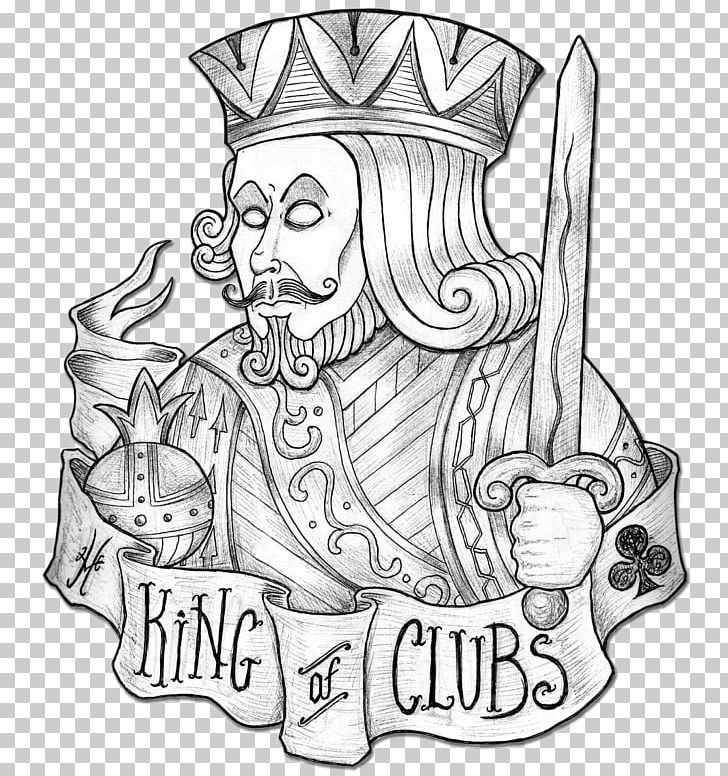 Drawing King Tattoo Playing Card Line Art PNG, Clipart, Art, Artwork, Blackandgray, Black And White, Drawing Free PNG Download