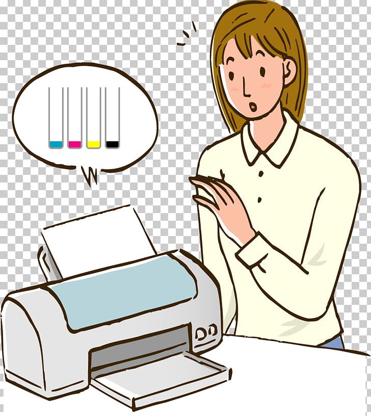 Printer Ink Drawing Illustration PNG, Clipart, Conversation, Electronics, Furniture, Girl, Hand Free PNG Download