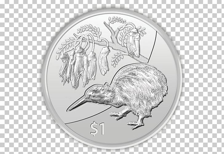 New Zealand Flightless Bird Coin Symbol PNG, Clipart, Australian Dollar, Beak, Bird, Black And White, Coin Free PNG Download