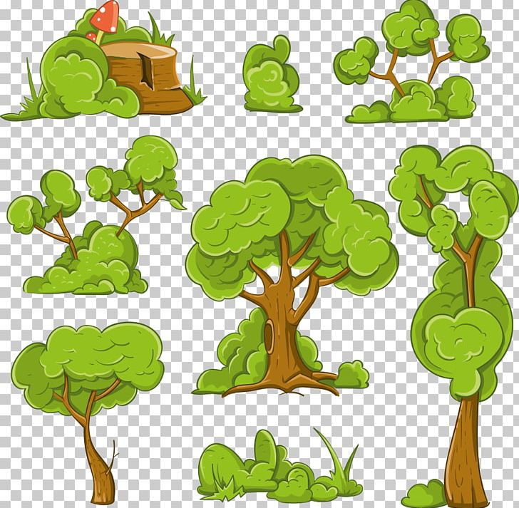 Cartoon Shrub Tree Illustration PNG, Clipart, Branch, Cartoon Green Tree, Creative Market, Family Tree, Grass Free PNG Download
