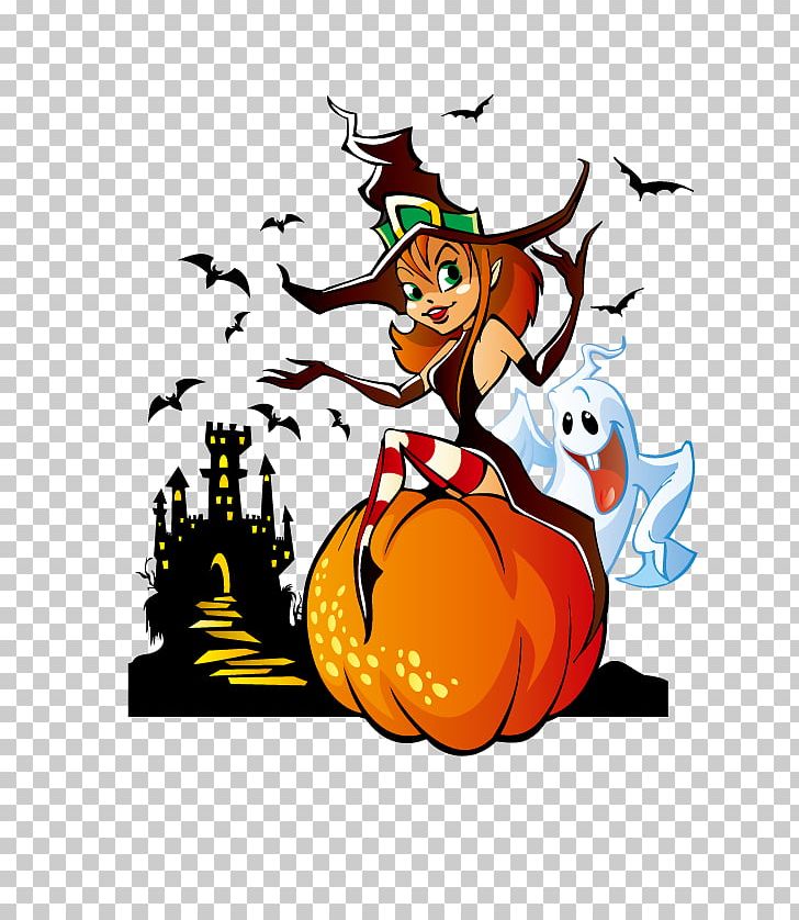Witchcraft Halloween Ghost PNG, Clipart, Bat, Cartoon, Castle, Decorative Elements, Design Element Free PNG Download