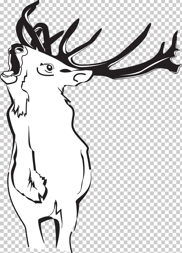 Reindeer White-tailed Deer Red Deer Antler PNG, Clipart, Animal, Animals, Antler, Artwork, Black And White Free PNG Download