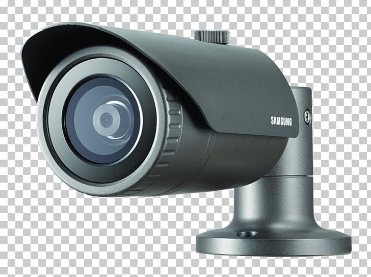 Hanwha Techwin WiseNet Q 4MP Network Outdoor Bullet Camera With 6mm Fixed Lens With Night Vision QNO IP Camera Hanwha Aerospace Closed-circuit Television PNG, Clipart, Angle, Camera, Camera Accessory, Camera Lens, Cameras Optics Free PNG Download