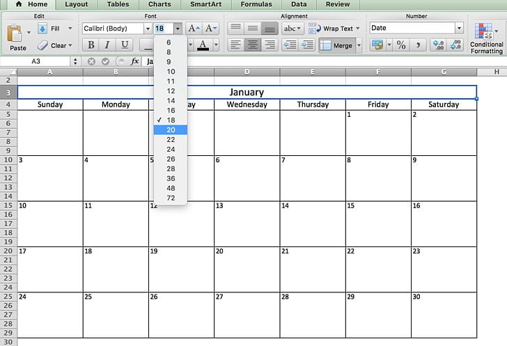 Excel Calendar Chart Template