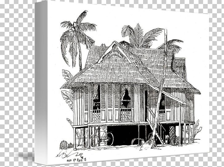 Nipa Hut House Muar Kampung Malaysia PNG, Clipart, Artwork, Black And White, Building, Color, Cottage Free PNG Download