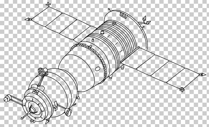Soyuz Programme Satellite Spacecraft PNG, Clipart, Angle, Artwork, Auto Part, Black And White, Cargo Spacecraft Free PNG Download