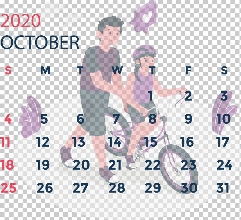 October 2020 Calendar October 2020 Printable Calendar PNG, Clipart, Bicycle, Cartoon, Cycling, Drawing, October 2020 Calendar Free PNG Download