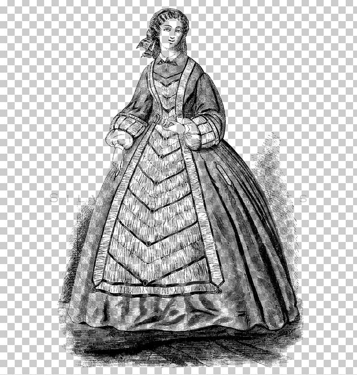 Black And White Gown Vintage Clothing Sketch PNG, Clipart, Background, Clothes, Clothing, Costume, Costume Design Free PNG Download