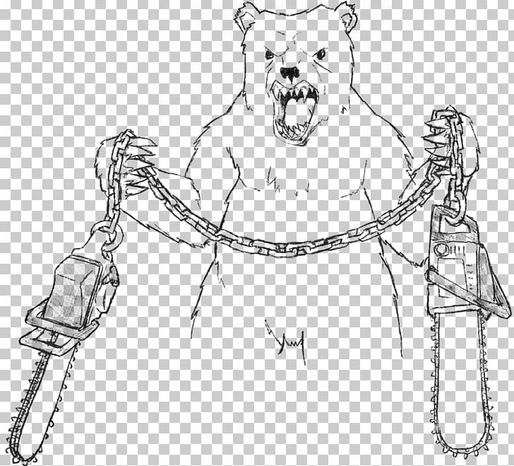 Chainsaw Bear Drawing Carnivora Arborist PNG, Clipart, Arm, Art, Artwork, Bear, Black And White Free PNG Download