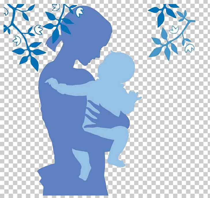 Silhouette Mother Cartoon Illustration PNG, Clipart, Adult Child, Area, Art, Blue, Cartoon Free PNG Download