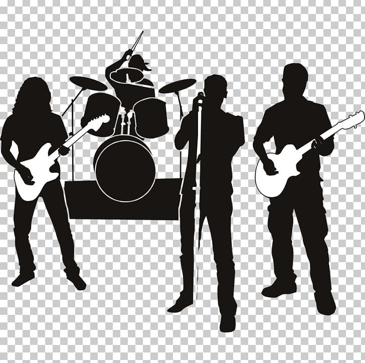 Rock Band Musical Ensemble Silhouette Graphics PNG, Clipart, Audio, Band, Black And White, Drawing, Drummer Free PNG Download