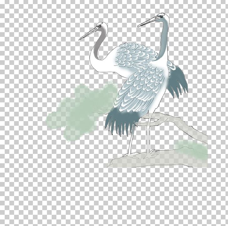 Crane Bird Zun PNG, Clipart, Background White, Bird, Black White, Cartoon, Crane Free PNG Download