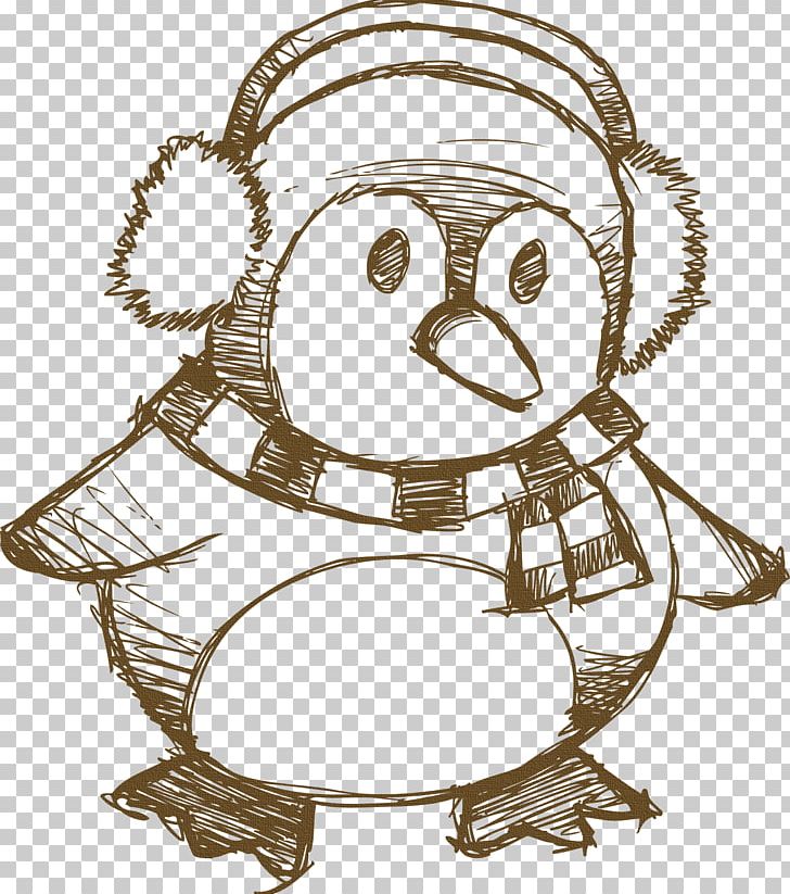Penguin Drawing Christmas Reindeer PNG, Clipart, Animals, Art, Artwork, Black And White, Christmas Free PNG Download