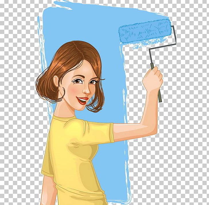 Woman Painting PNG, Clipart, Arm, Blue, Brown Hair, Brush, Business Woman Free PNG Download