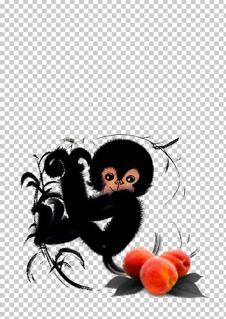 China Chinese New Year Monkey Happiness PNG, Clipart, Animals, Art, Background Black, Black, Black Background Free PNG Download