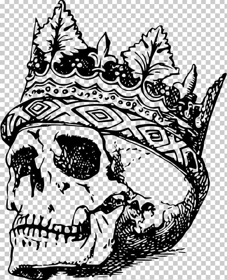Skull Drawing Bone PNG, Clipart, Art, Black And White, Bone, Clip Art, Crown Free PNG Download