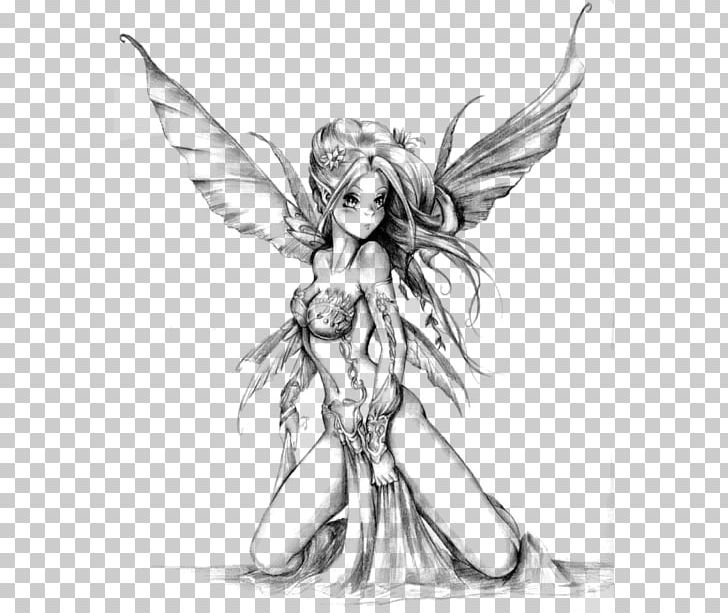Anime Drawing Fairy Sketch PNG, Clipart, Angel, Anime, Art, Artwork, Black And White Free PNG Download